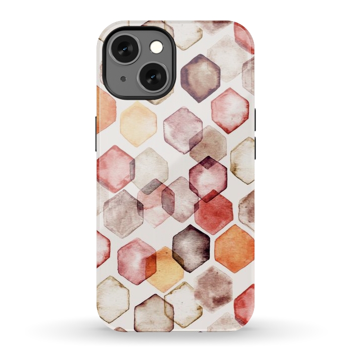 iPhone 13 StrongFit Autumn Bokeh - Watercolour Hexagons by Tangerine-Tane