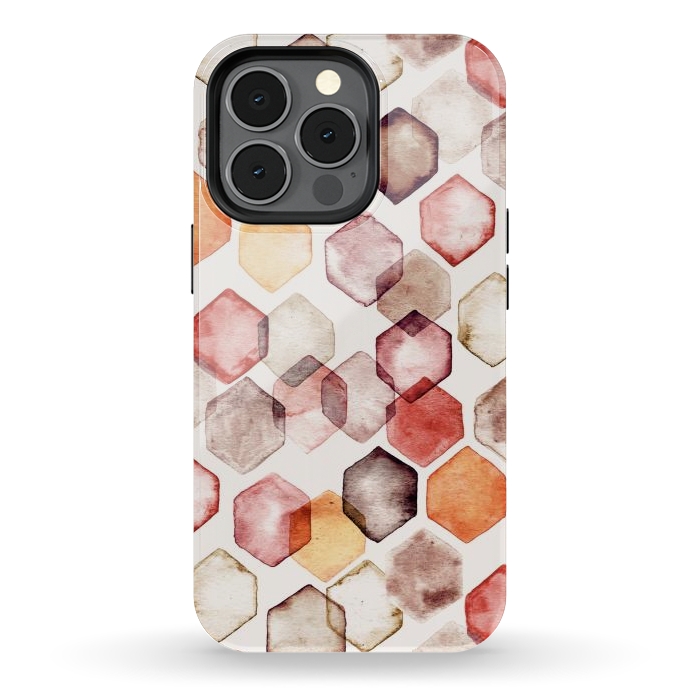 iPhone 13 pro StrongFit Autumn Bokeh - Watercolour Hexagons by Tangerine-Tane