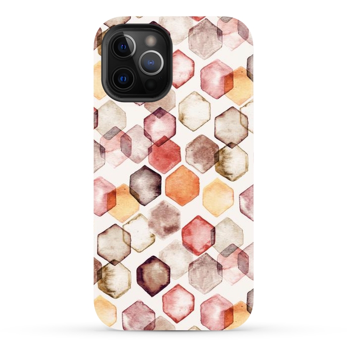 iPhone 12 Pro Max StrongFit Autumn Bokeh - Watercolour Hexagons by Tangerine-Tane