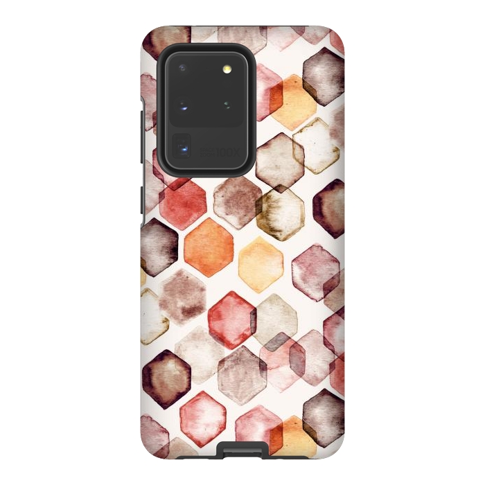 Galaxy S20 Ultra StrongFit Autumn Bokeh - Watercolour Hexagons by Tangerine-Tane