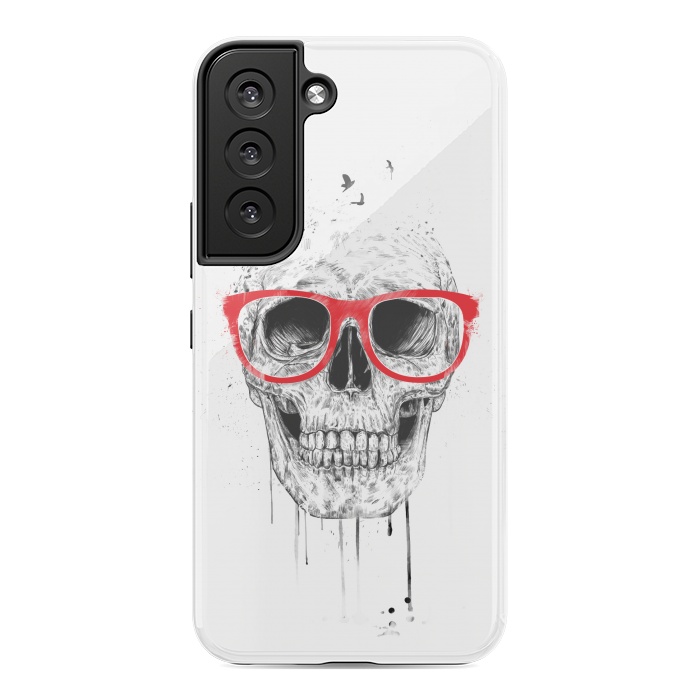 Galaxy S22 StrongFit Skull with red glasses by Balazs Solti
