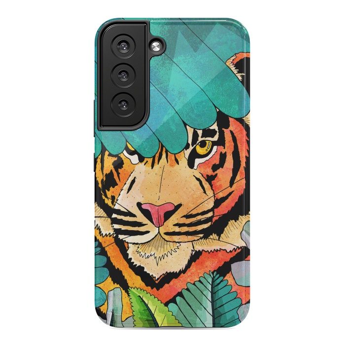 Galaxy S22 StrongFit Jungle tiger hunter by Steve Wade (Swade)