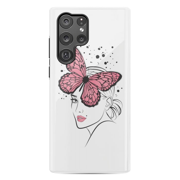 Galaxy S22 Ultra StrongFit Pink Butterfly by Martina