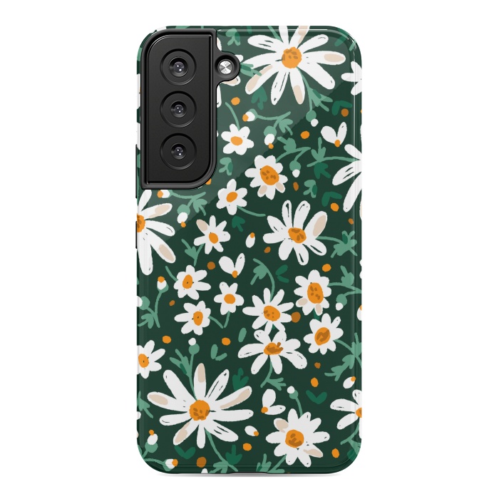Galaxy S22 StrongFit WHITE FLORAL PRINT 2  by MALLIKA