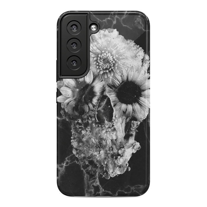 Galaxy S22 StrongFit Floral Skull Marble by Ali Gulec