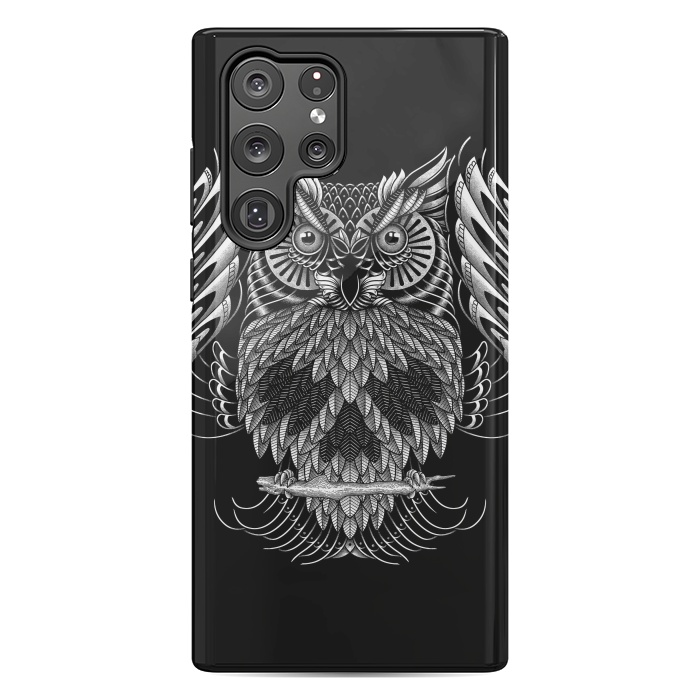 Galaxy S22 Ultra StrongFit Owl Skull Ornate (Dark) by Afif Quilimo