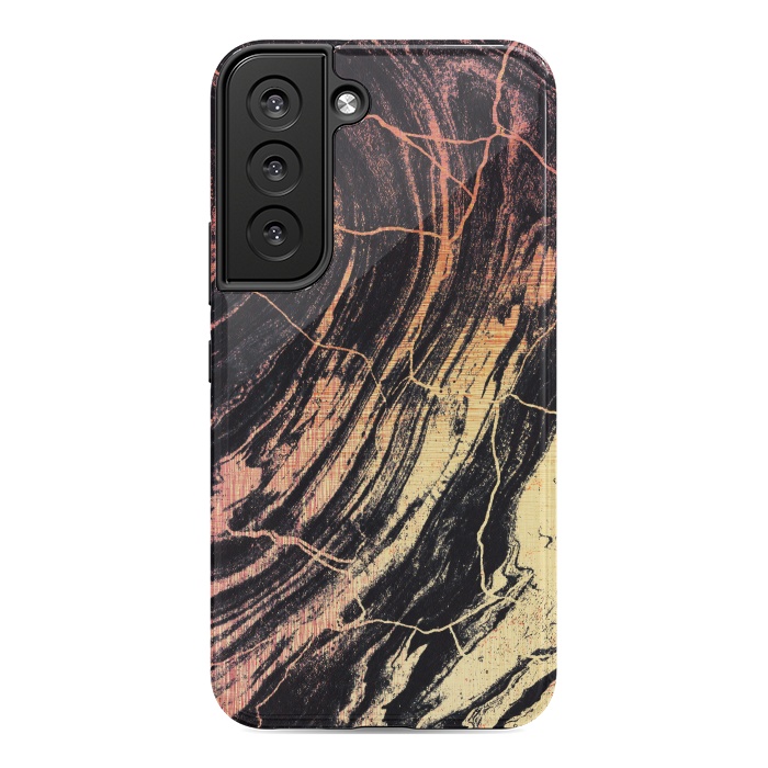 Galaxy S22 StrongFit Gold marble brush strokes by Oana 