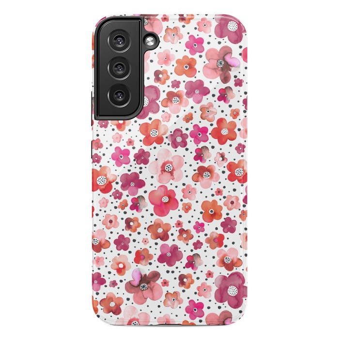 Galaxy S22 plus StrongFit Beautiful Naive Coral Flowers Dots by Ninola Design