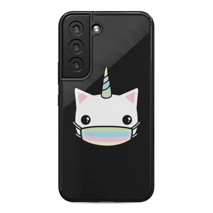 Galaxy S22 StrongFit Rainbow face mask cat by Laura Nagel