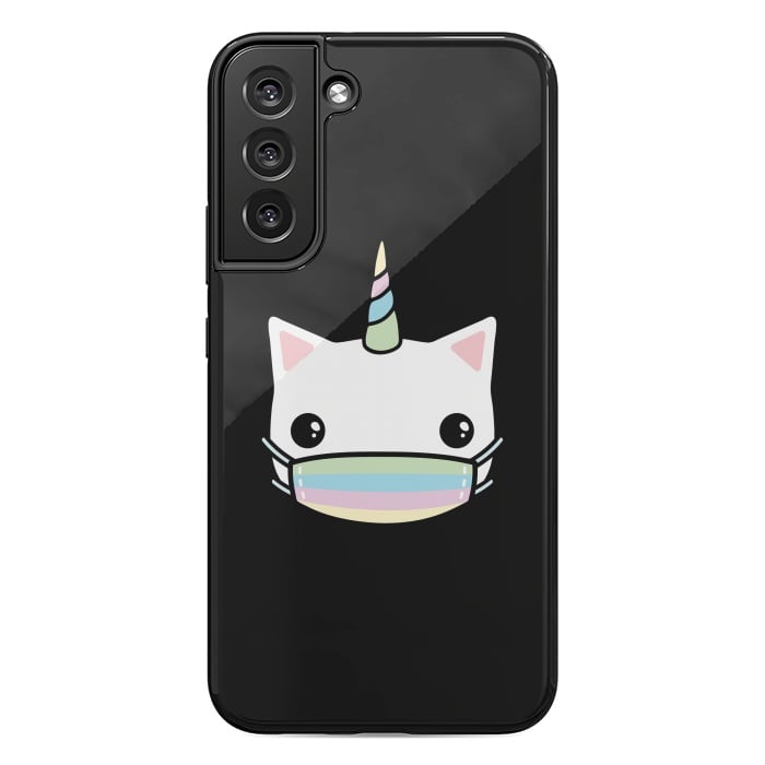 Galaxy S22 plus StrongFit Rainbow face mask cat by Laura Nagel