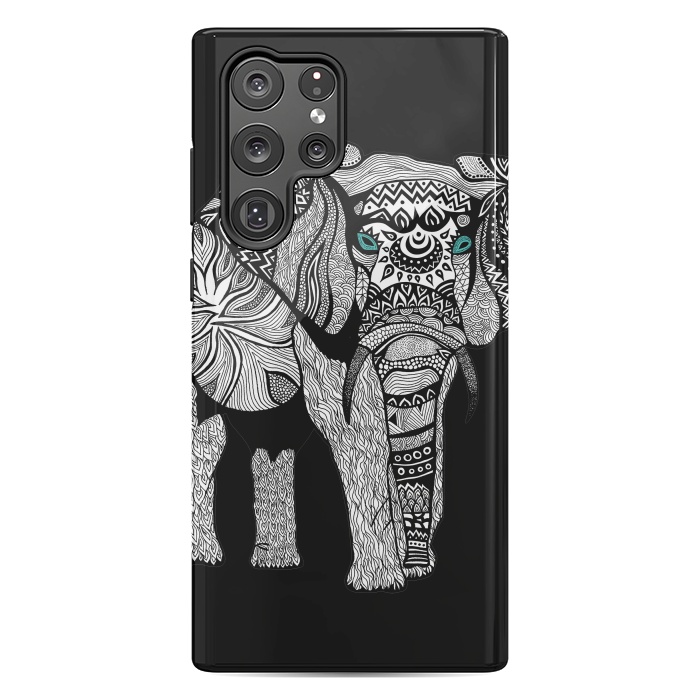 Galaxy S22 Ultra StrongFit Elephant of Namibia B n W by Pom Graphic Design
