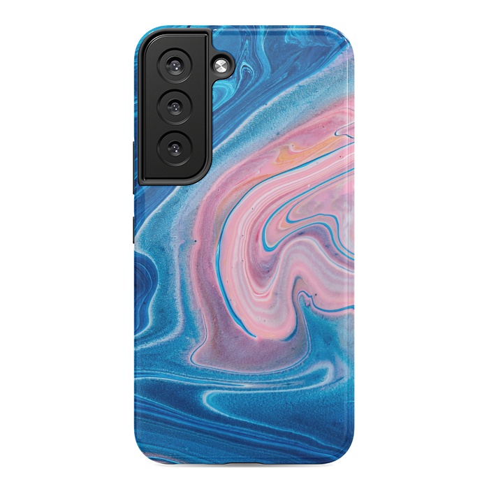 Galaxy S22 StrongFit Blue Acrylic Pour Color Liquid Marble by ArtsCase