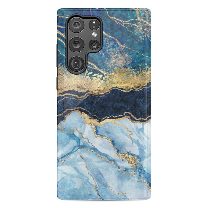 Galaxy S22 Ultra StrongFit Abstract Background Blue Marble and Glossy Decoration by ArtsCase