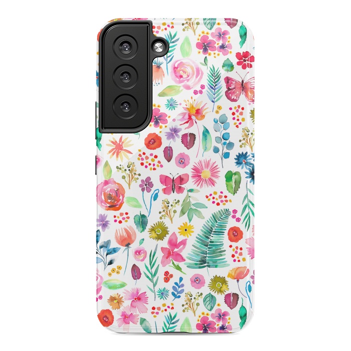 Galaxy S22 StrongFit Colorful Botanical Plants and Flowers by Ninola Design