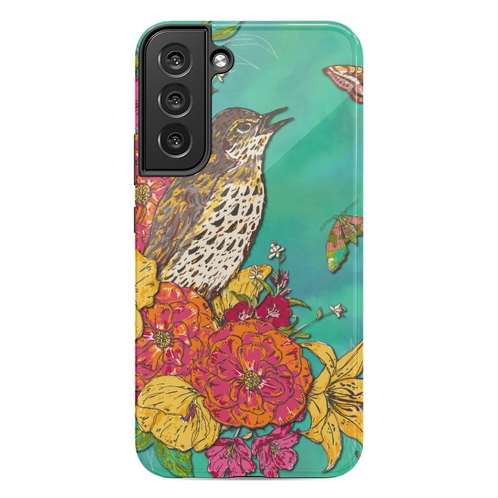 Galaxy S22 plus StrongFit Floral Songthrush by Lotti Brown