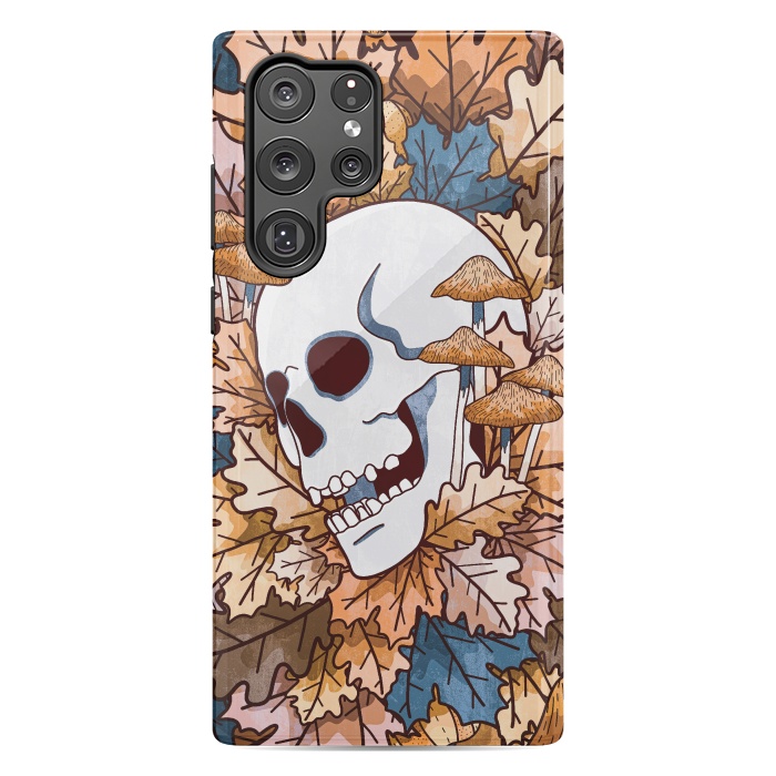 Galaxy S22 Ultra StrongFit The autumnal skull and mushrooms by Steve Wade (Swade)