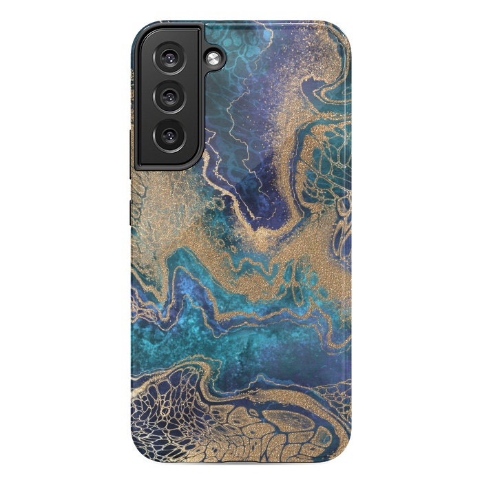 Galaxy S22 plus StrongFit Abstract Background Blue Gold Marble by ArtsCase
