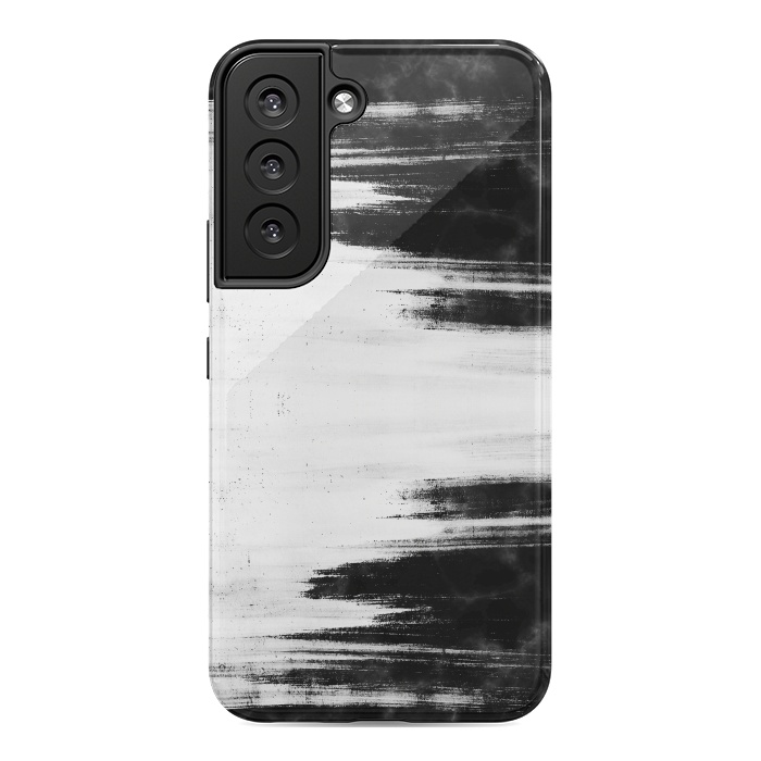 Galaxy S22 StrongFit Black and white brushed marble by Oana 