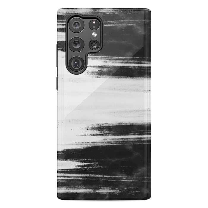 Galaxy S22 Ultra StrongFit Black and white brushed marble by Oana 