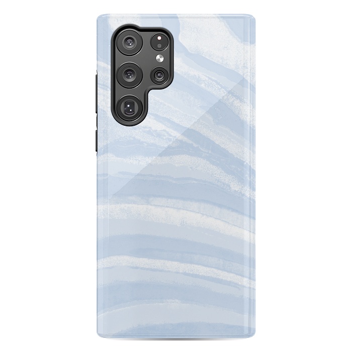 Galaxy S22 Ultra StrongFit Baby blue pastel marble stripes by Oana 