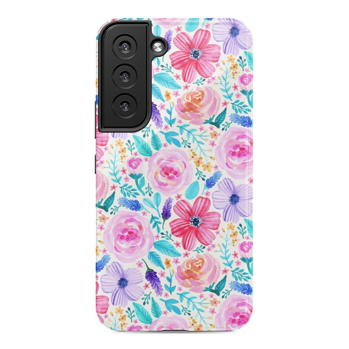 Galaxy S22 StrongFit Bold Blooms - Cool Colours by Tangerine-Tane