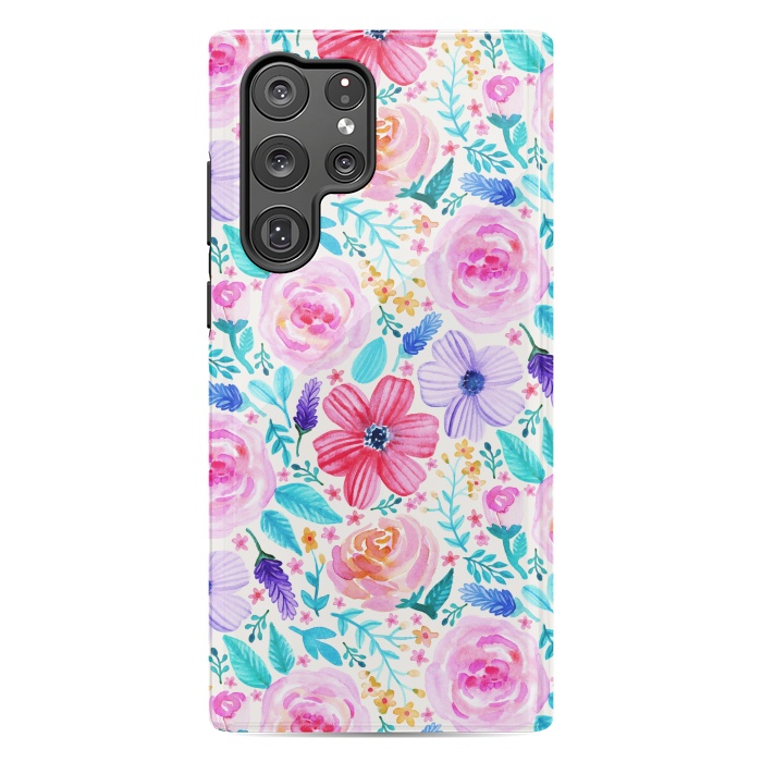 Galaxy S22 Ultra StrongFit Bold Blooms - Cool Colours by Tangerine-Tane
