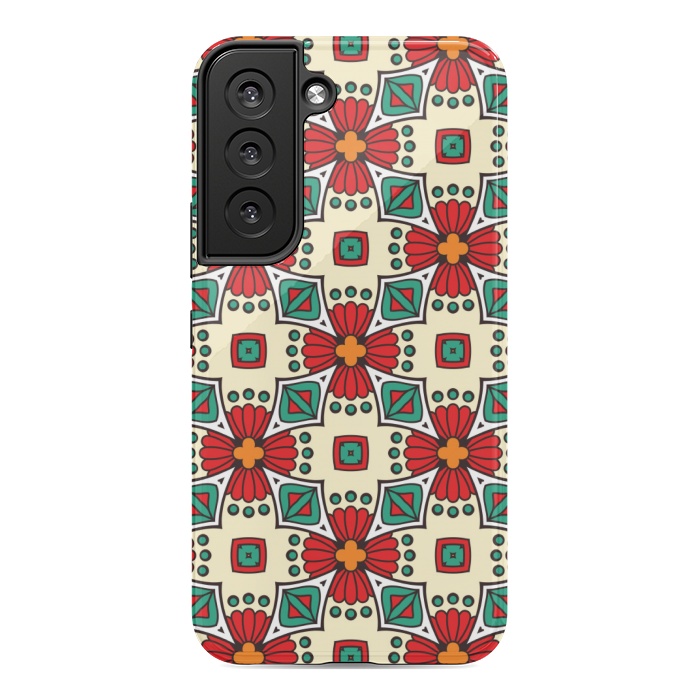 Galaxy S22 StrongFit red floral print by MALLIKA