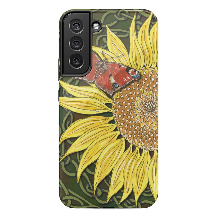 Galaxy S22 plus StrongFit Sunflower and Butterfly by Lotti Brown
