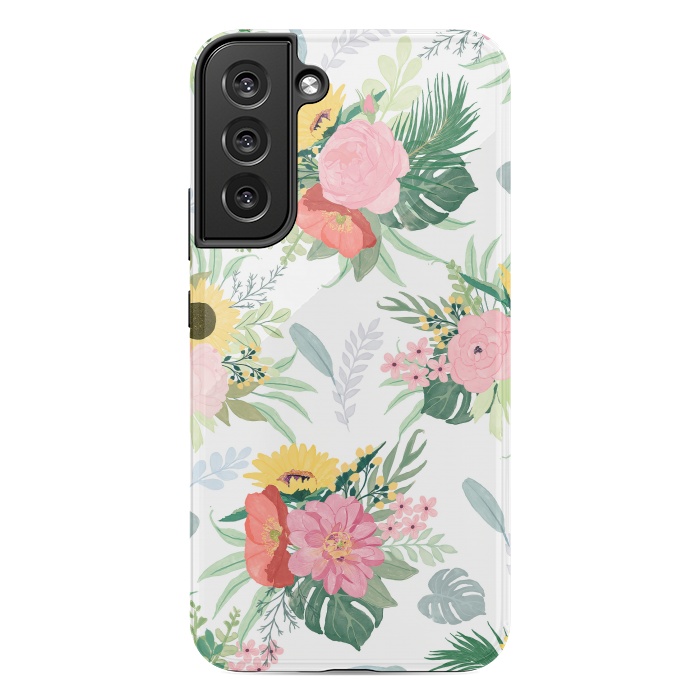 Galaxy S22 plus StrongFit Girly Watercolor Poppy & Sunflowers Floral Design by InovArts