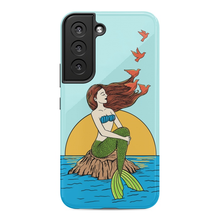 Galaxy S22 StrongFit Mermaid and birds by Coffee Man