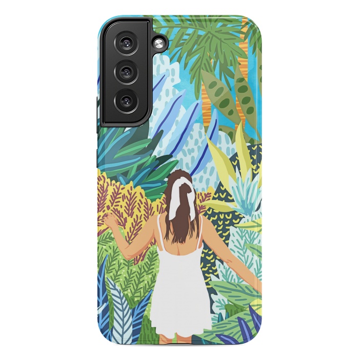 Galaxy S22 plus StrongFit Lost in the Jungle of Feelings | Forest Tropical Botanical Nature Plants Illustration by Uma Prabhakar Gokhale