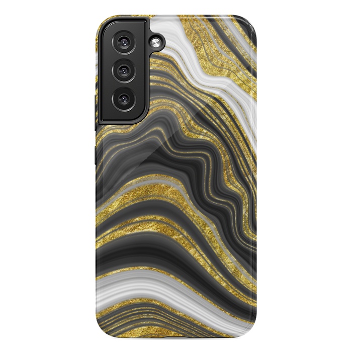 Galaxy S22 plus StrongFit elegant marble golden waves by haroulita