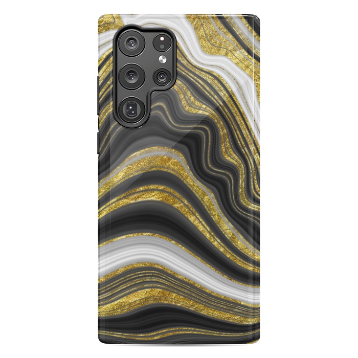 Galaxy S22 Ultra StrongFit elegant marble golden waves by haroulita
