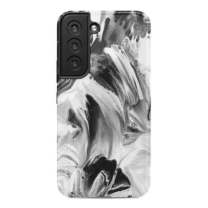 Galaxy S22 StrongFit Black and White Brushed Paint por Ashley Camille