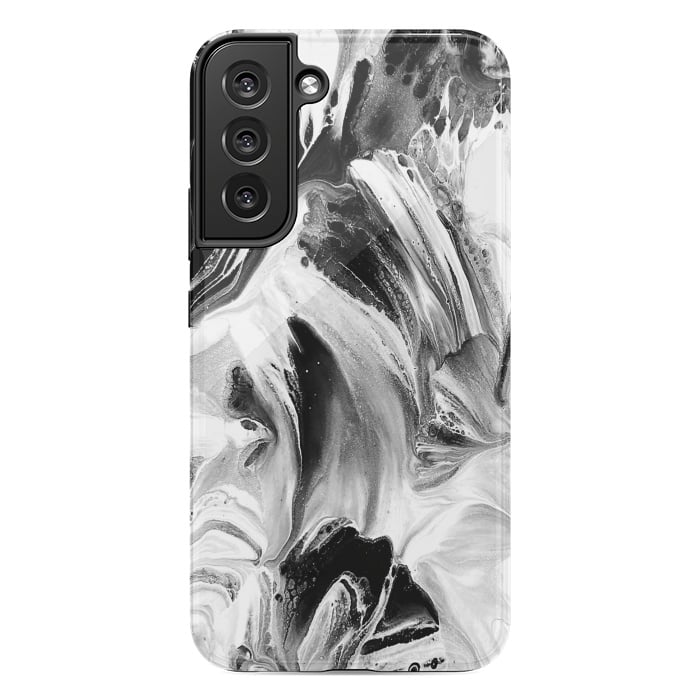Galaxy S22 plus StrongFit Black and White Brushed Paint por Ashley Camille