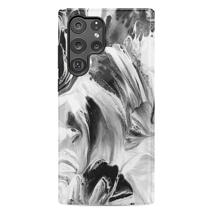 Galaxy S22 Ultra StrongFit Black and White Brushed Paint por Ashley Camille