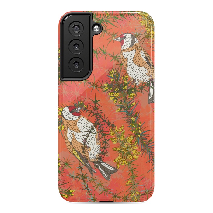 Galaxy S22 StrongFit Goldfinches in Gorse by Lotti Brown