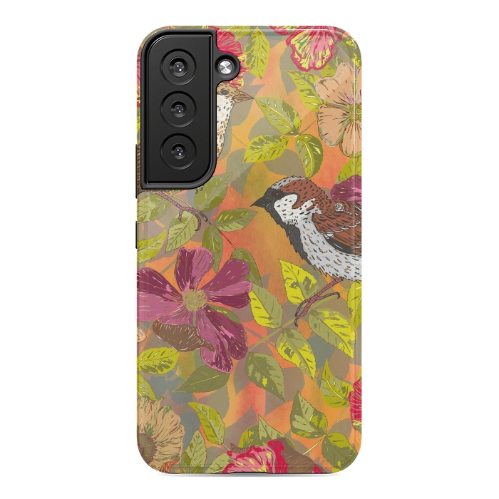 Galaxy S22 StrongFit Sparrow and Wild Rose by Lotti Brown