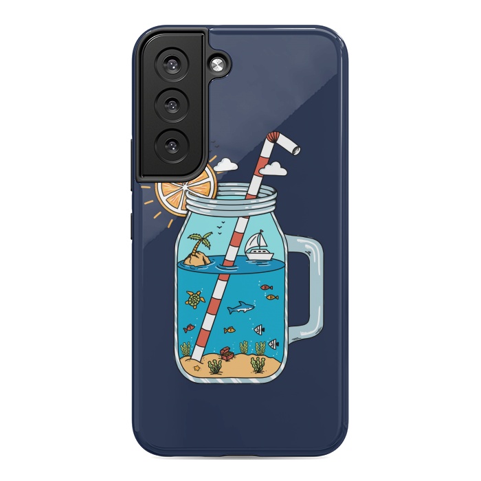 Galaxy S22 StrongFit Drink Landscape Blue by Coffee Man