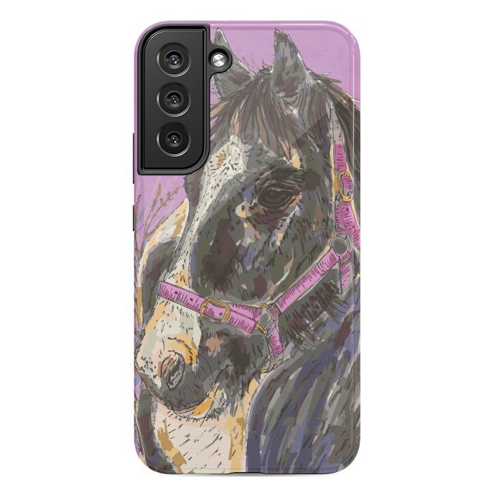 Galaxy S22 plus StrongFit Black and White Horse by Lotti Brown
