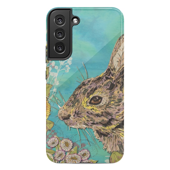 Galaxy S22 plus StrongFit Rabbit and Daisies by Lotti Brown