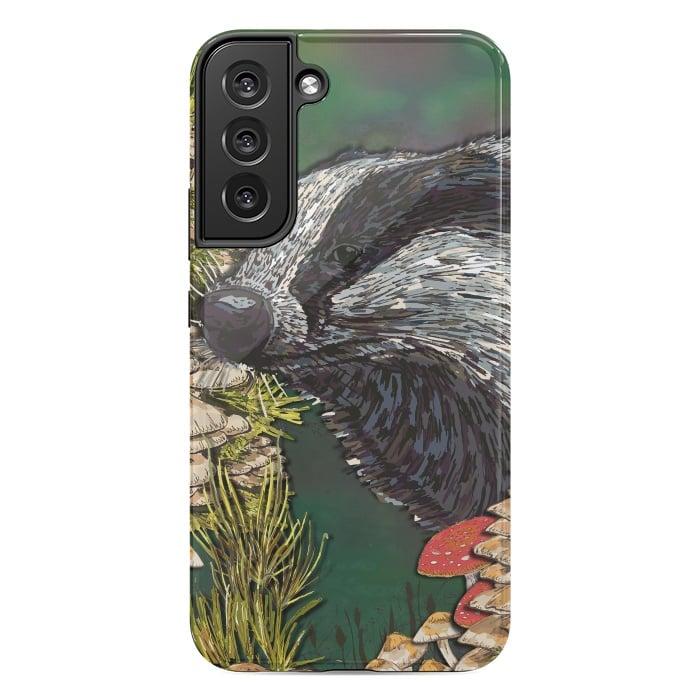 Galaxy S22 plus StrongFit Badger Woodland Walk by Lotti Brown