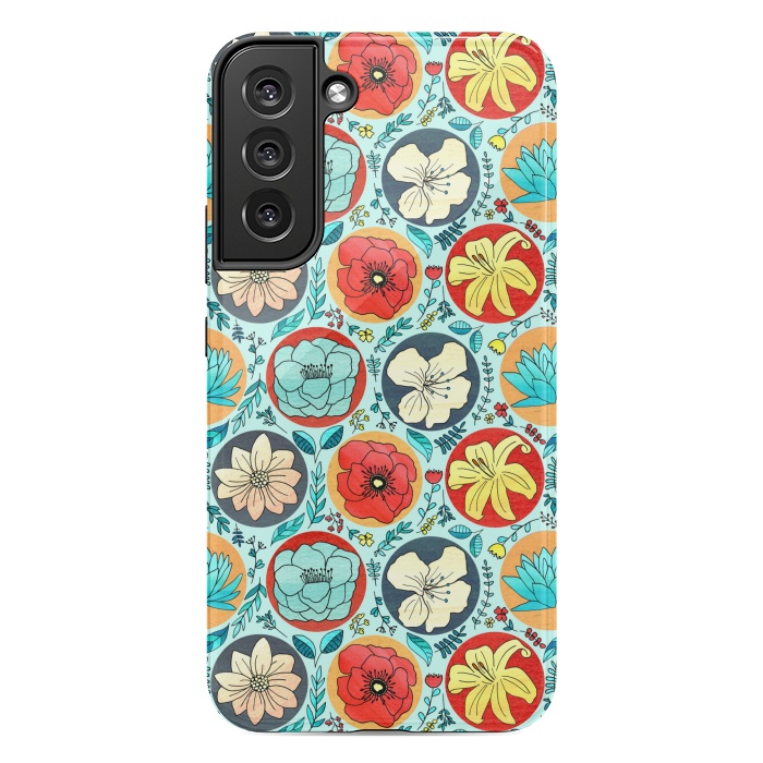 Galaxy S22 plus StrongFit Polka Dot Floral On Navy  by Tigatiga