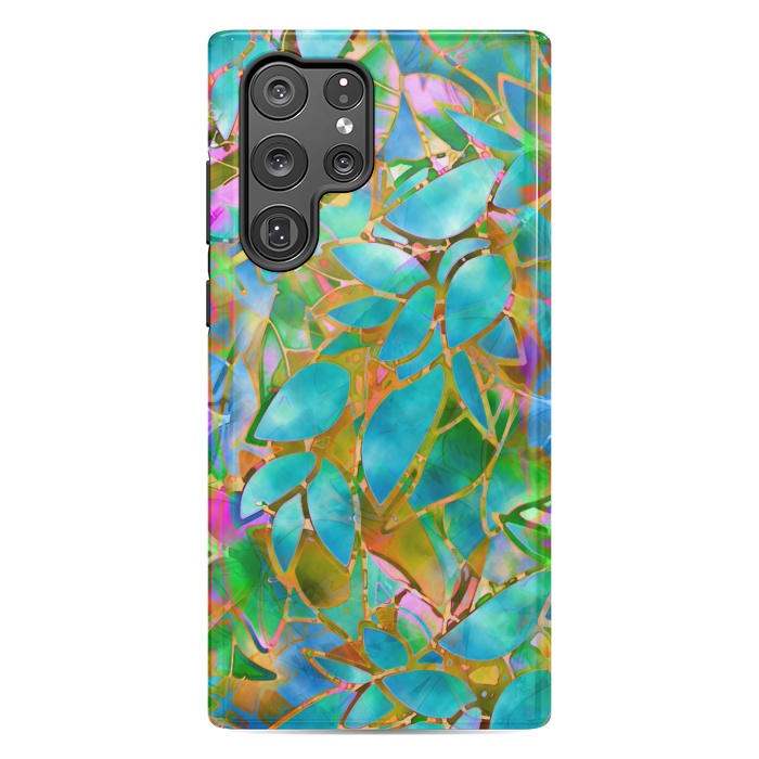 Galaxy S22 Ultra StrongFit Floral Abstract Stained Glass G265  by Medusa GraphicArt