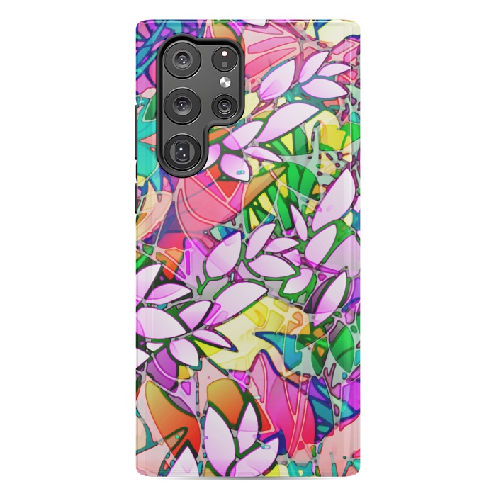 Galaxy S22 Ultra StrongFit Grunge Art Floral Abstract G130  by Medusa GraphicArt