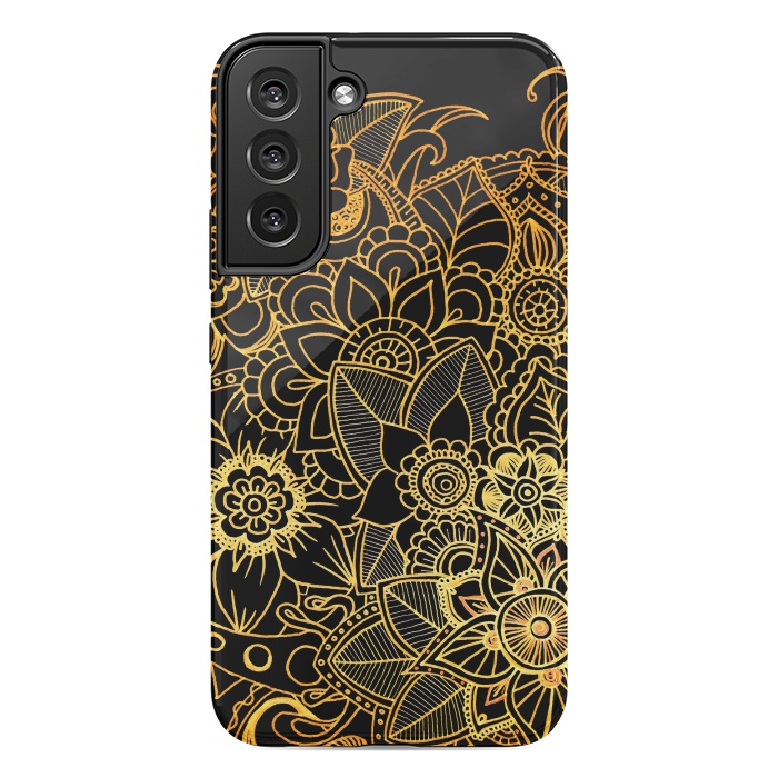Galaxy S22 plus StrongFit Floral Doodle Gold G523 by Medusa GraphicArt