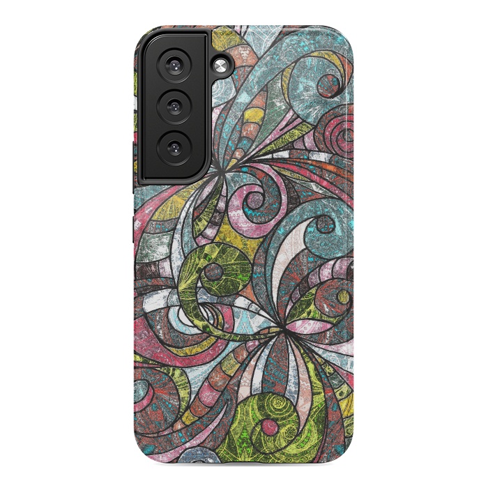 Galaxy S22 StrongFit Drawing Floral Zentangle G203 by Medusa GraphicArt