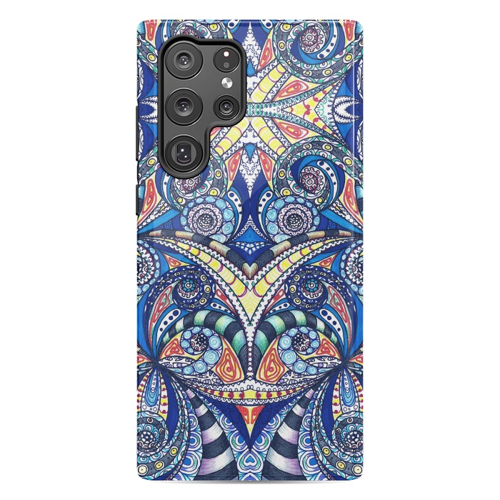 Galaxy S22 Ultra StrongFit Drawing Floral Zentangle G7B by Medusa GraphicArt