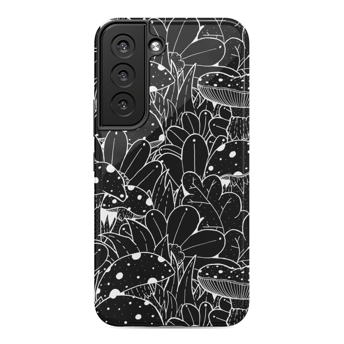 Galaxy S22 StrongFit Black and white autumn pattern by Steve Wade (Swade)