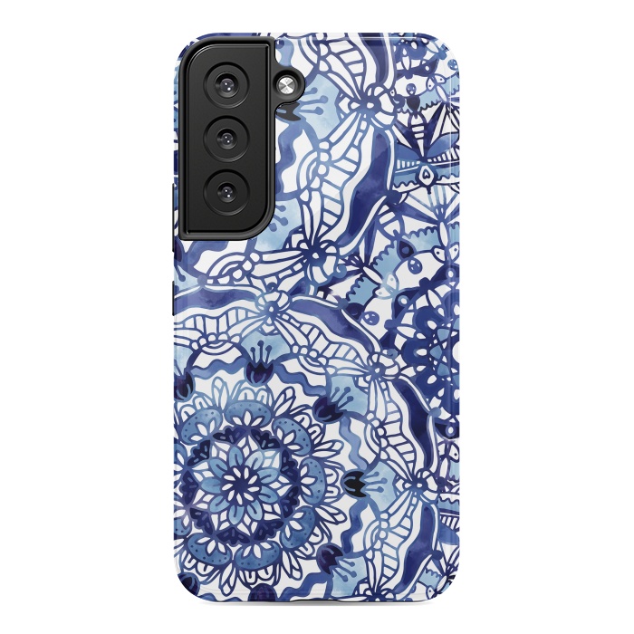 Galaxy S22 StrongFit Delft Blue Mandalas by Noonday Design